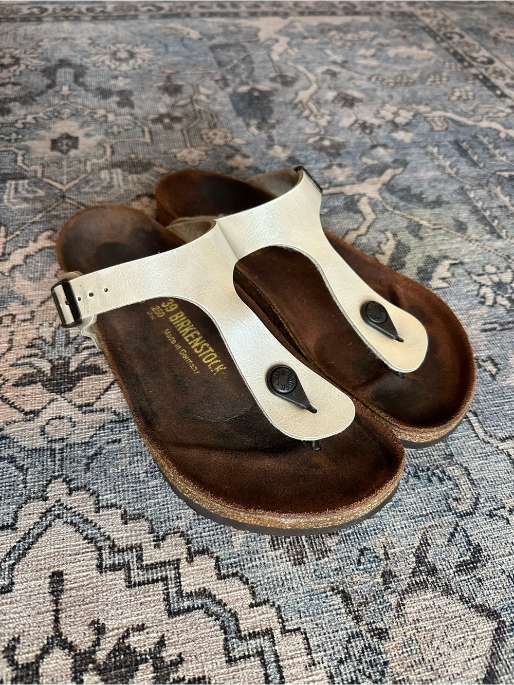 Birkenstock Ivory Gizeh Leather Thong Sandals
